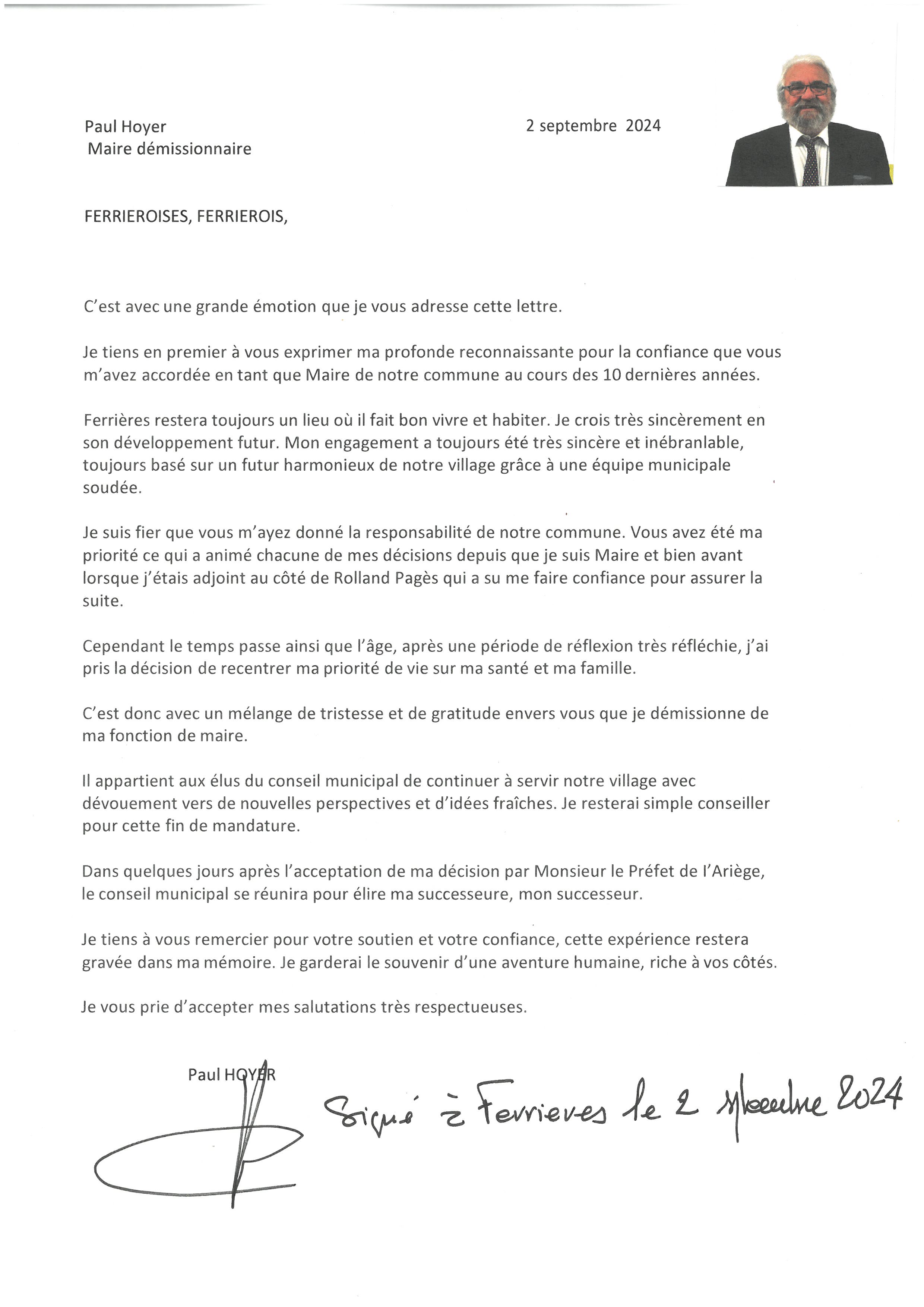 Maire demissionnaire